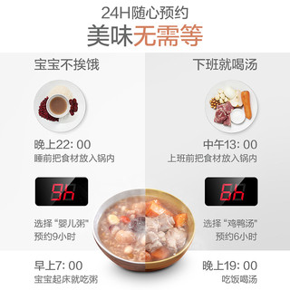 美的 Midea电炖锅家用燕窝炖盅隔水电炖锅陶瓷智能预约煲汤煮粥白色炖锅