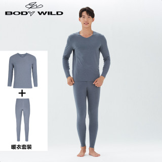 爱慕旗下bodywild宝迪威德秋冬暖衣抓绒保暖打底套装男BW2018007