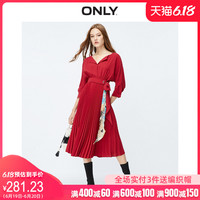ONLY夏季新款收腰显瘦气质中长款百褶雪纺连衣裙女|119307551