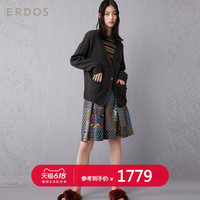 ERDOS V领宽松牦牛绒女士针织开衫口袋装饰系扣羊毛衫