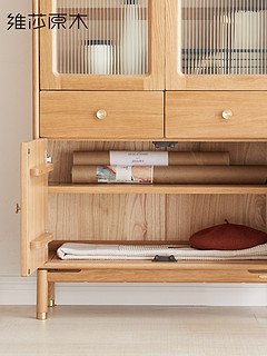 维莎实木书柜置物架简易书橱架现代简约家用多功能组合储物柜带门