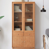 维莎实木书柜置物架简易书橱架现代简约家用多功能组合储物柜带门