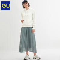 GU极优女装百褶长裙2020春季新款很仙的中长款半身裙女气质325034