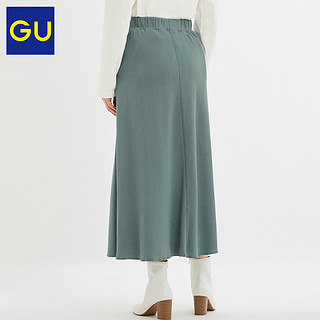 GU极优女装华夫格针织长裙2020新款中长款复古A字半身裙321091