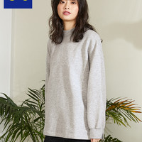 GU极优女装宽松套头卫衣2020春季新款时尚落肩袖薄绒上衣女322330