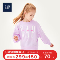 Gap女童LOGO圆领套头卫衣春544635 2020新款儿童休闲上衣女