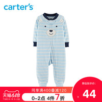 Carters新生婴儿春秋装连体衣男宝宝长袖包脚可爱哈衣爬服115G597