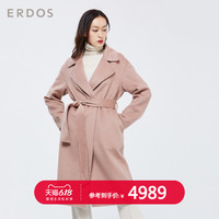 ERDOS 女士翻领中长款系带收腰双面羊绒大衣简约百搭外套