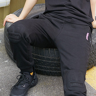 PANCOAT时尚潮牌韩版休闲时尚加绒长裤男女中性运动裤黑色长裤子