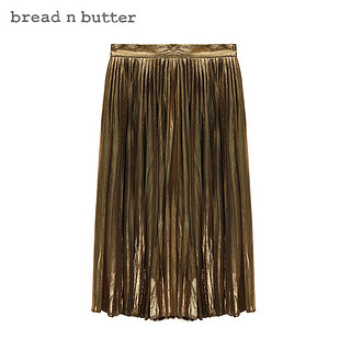 bread n butter冬季新款时尚修身高腰百褶半身裙女