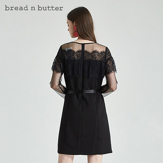 bread n butter圆领蕾丝网纱拼接短袖连衣裙
