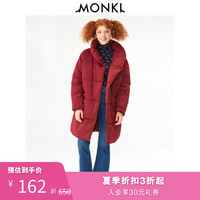 MONKI秋冬红色夹克中长款宽松加厚面包服棉服外套派克服女0409206