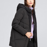 雪中飞 SNOWFLYING2020秋冬新品时尚连帽羽绒服女中长款休闲纯色基础保暖外套
