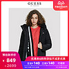 GUESS情侣短款连帽字母LOGO时尚拉链羽绒服女-YI4W8895