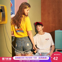 唐狮 TONLION情侣装2019夏装新款短袖t恤男韩版背后印花学生宽松半袖女潮