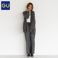 GU极优女装抽绳松紧阔腿裤直筒垂坠感休闲裤2019秋冬新款318237