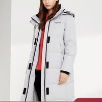 波司登女士外套厚款长款过膝休闲可脱卸帽防风羽绒服B90142512DS