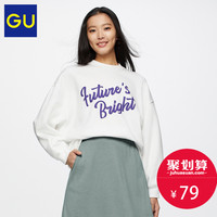 GU极优女装印花宽松套头卫衣2020新款时尚慵懒风薄绒卫衣春322332