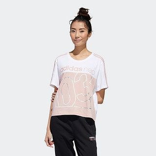 adidas NEO WBRLV TEE 3 女士运动T恤 GK1501 白/粉 XS