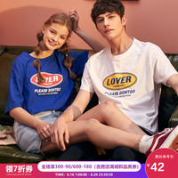 唐狮 TONLION情侣装夏装新款短袖t恤男女纯棉圆领ins港风宽松韩版潮流衣服