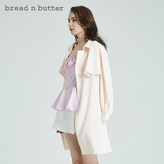 bread n butter荷叶边外套修身系带风衣