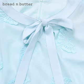 气质长袖上衣bread n butter女装小鸟图案蝴蝶结雪纺衫