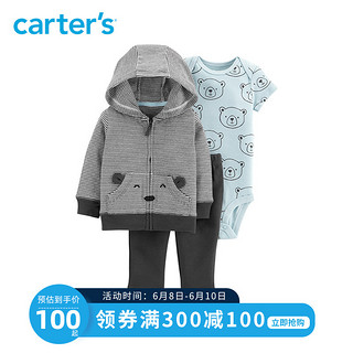 Carters男童秋装套装冬款宝宝外套哈衣裤子洋气三件套童装126H638