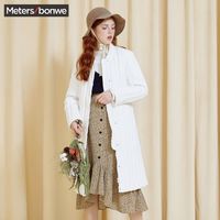 美特斯邦威羽绒服女冬装小清新气质简约显瘦保暖中长款轻薄外套女