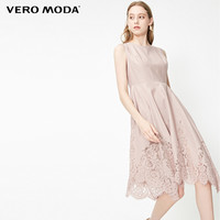 Vero Moda2019夏季新款圆领无袖蕾丝A摆中长款连衣裙|31927A541
