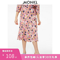 MONKI夏季 波浪下摆设计感中长款法式半身裙女 0767716