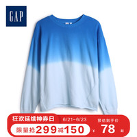 Gap女装圆领套头毛边下摆卫衣春527377 活力亮色落肩袖上衣新款