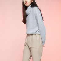 CacheCache宽松毛针织衫2018秋冬新款高领毛衣毛绒绒套头打底衫女