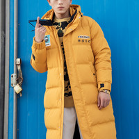 雪中飞 SNOWFLYING2020秋冬新款时尚个性主题印花男女同款中长款连帽羽绒服潮