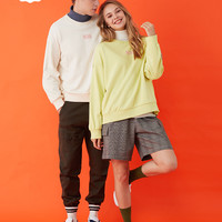 西雅衣家 C&A情侣装潮流宽松圆领套头印花卫衣男女2019秋冬款上衣ECD119002