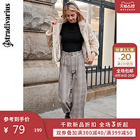 Stradivarius 女士2020复古高腰格纹阔腿休闲裤显瘦 04569689450