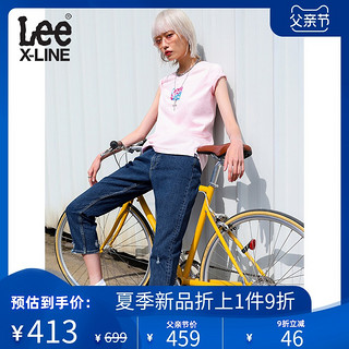 LeeXLINE蓝色牛仔裤女401破洞小脚裤子20新款显瘦LWZ4014TC85Y