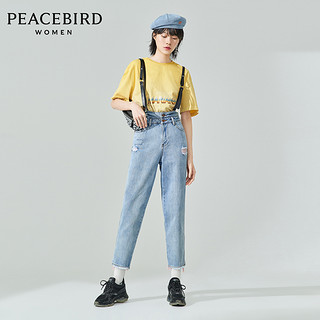 PEACEBIRD 太平鸟 A4HA92A09 高腰牛仔裤