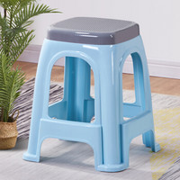 华恺之星 塑料凳子 家用休闲餐椅 加厚大号板凳 YK06蓝色
