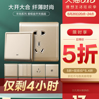 施耐德开关插座面板丰尚金二三插5五孔一二三四开单双控开关组合