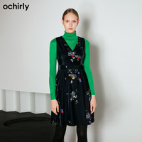 ochirly欧时力夏装绒面仙女裙无袖连衣裙收腰显瘦1GY3081800
