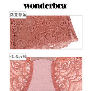 wonderbra鲑红色蕾丝性感底裤舒适无痕三角中腰裤少女内衣