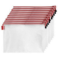 信发（TRNFA）TN-2004-A4（红色）10个装 A4透明网格拉链袋 PVC软质防水文件袋 彩色加厚资料袋 办公收纳袋