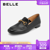百丽乐福鞋女春季商场同款英伦风马衔扣粗跟休闲单鞋BLNN6AM9