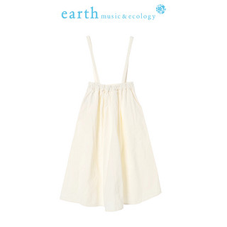 earthmusic春秋新款白色背带裙女高腰A字半身裙1C91L0L1100