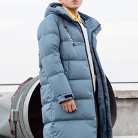 雪中飞 SNOWFLYING2020秋冬新款潮流运动趣味印花环保面料连帽羽绒服男中长款