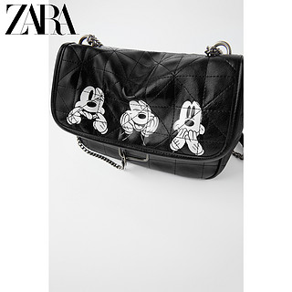 ZARA 新款 女包 黑色迪士尼米老鼠©印花软质斜挎包 16869510040