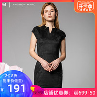 ANDREWMARC2019春季女士连衣裙半开领短袖裙子女修身气质时尚显瘦