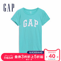 Gap女装纯棉舒适圆领短袖亲肤T恤夏季397749 时尚LOGO基本款上衣