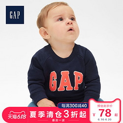Gap婴儿圆领套头卫衣春489493 时尚LOGO洋气宝宝运动衫上衣