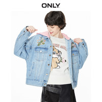ONLY2019冬季新款宽松花朵刺绣休闲连帽牛仔外套女|119354540
